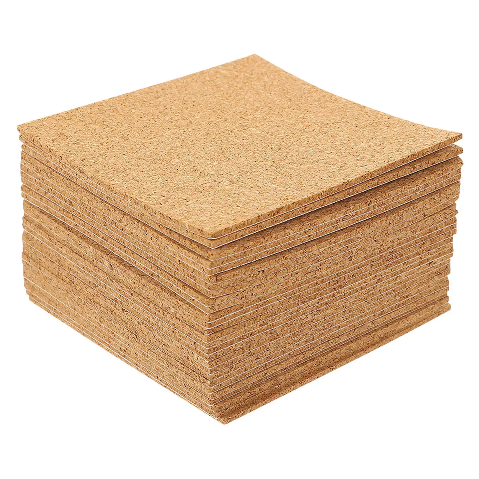 30 قطعة من صفائح الفلين ذاتية اللصق 4 بوصة مربعات قشر عصا قابلة للكتابة قابلة للكتابة للأكواب ديكور منزلي هادئ مربعات الفلين