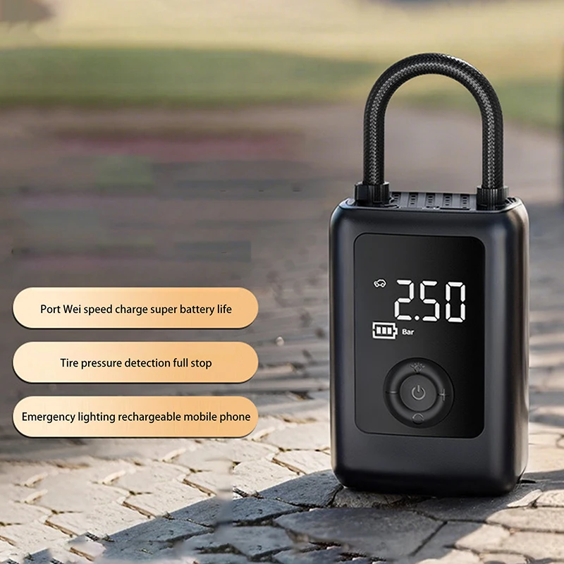 

Шиномонтажный насос с подсветкой - электрический высокоточный 150PSI; Перезаряжаемый велосипедный воздушный компрессор с ЖК-дисплеем для автомобильных шин