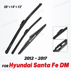 Wiper Front & Rear Wiper Blades Set Kit For Hyundai Santa Fe DM 2012 - 2017 Windshield Windscreen Window 26