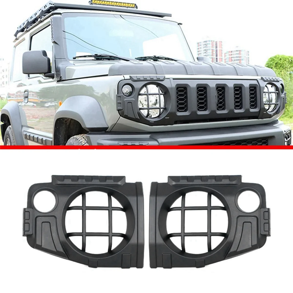 2Pcs Car Front Headlight Cover for Suzuki Jimny JB64 Sierra JB74W 2019-2023 Modified Headlight Protective Cover