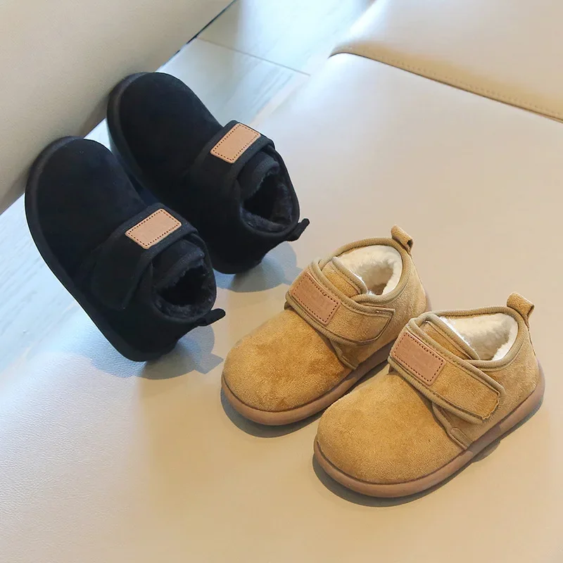 Hildren Fleece-lined Warm Shoes Boys Girls Non-slip Cotton Shoes Toddlers Outdoor Sports Warm Boots Kids Casual Slip-on Shoes