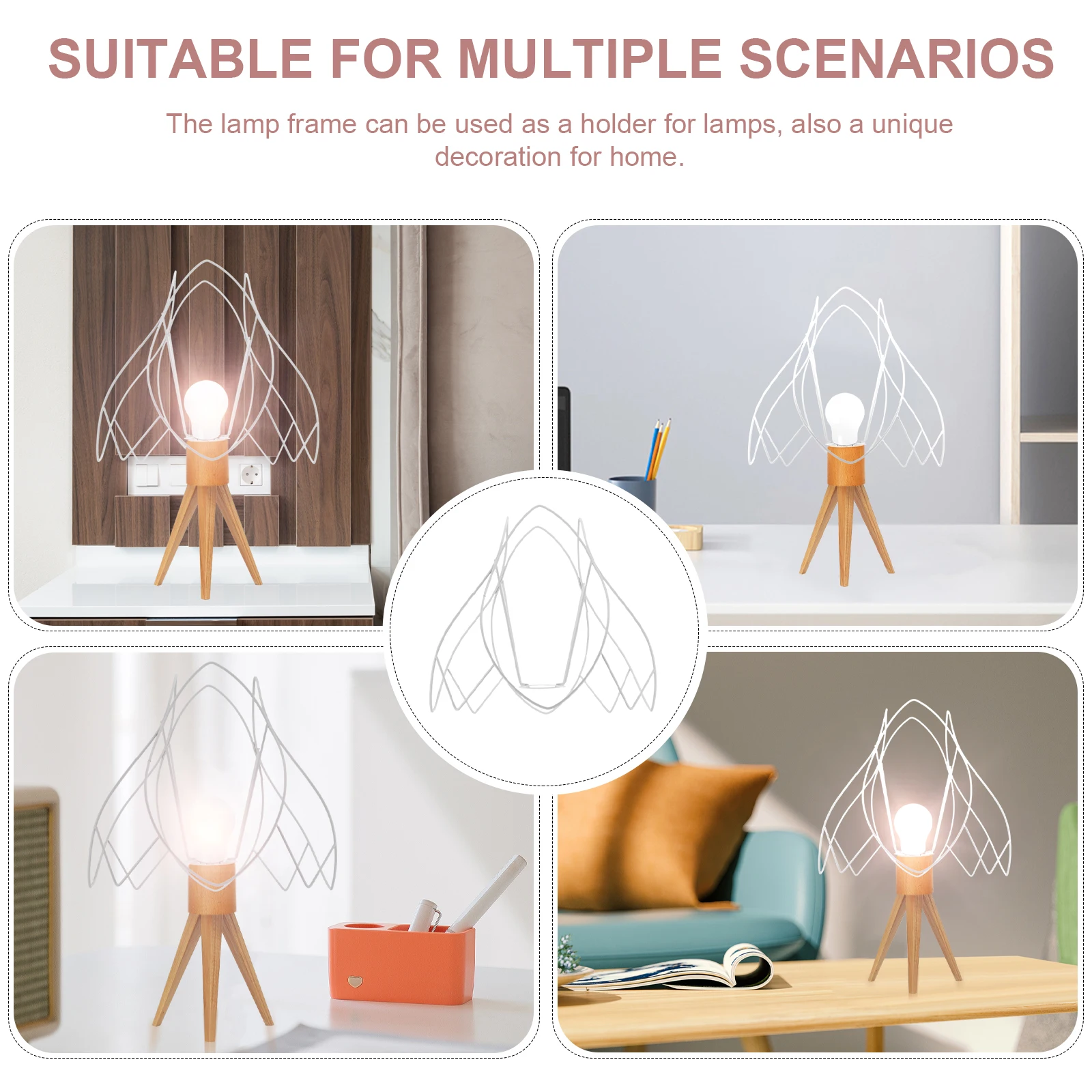 

Lampshade Frame Iron Wire Light Shade Frames Table Lamp E27 Desk Cage Accessories Home Office Cafe Decorative