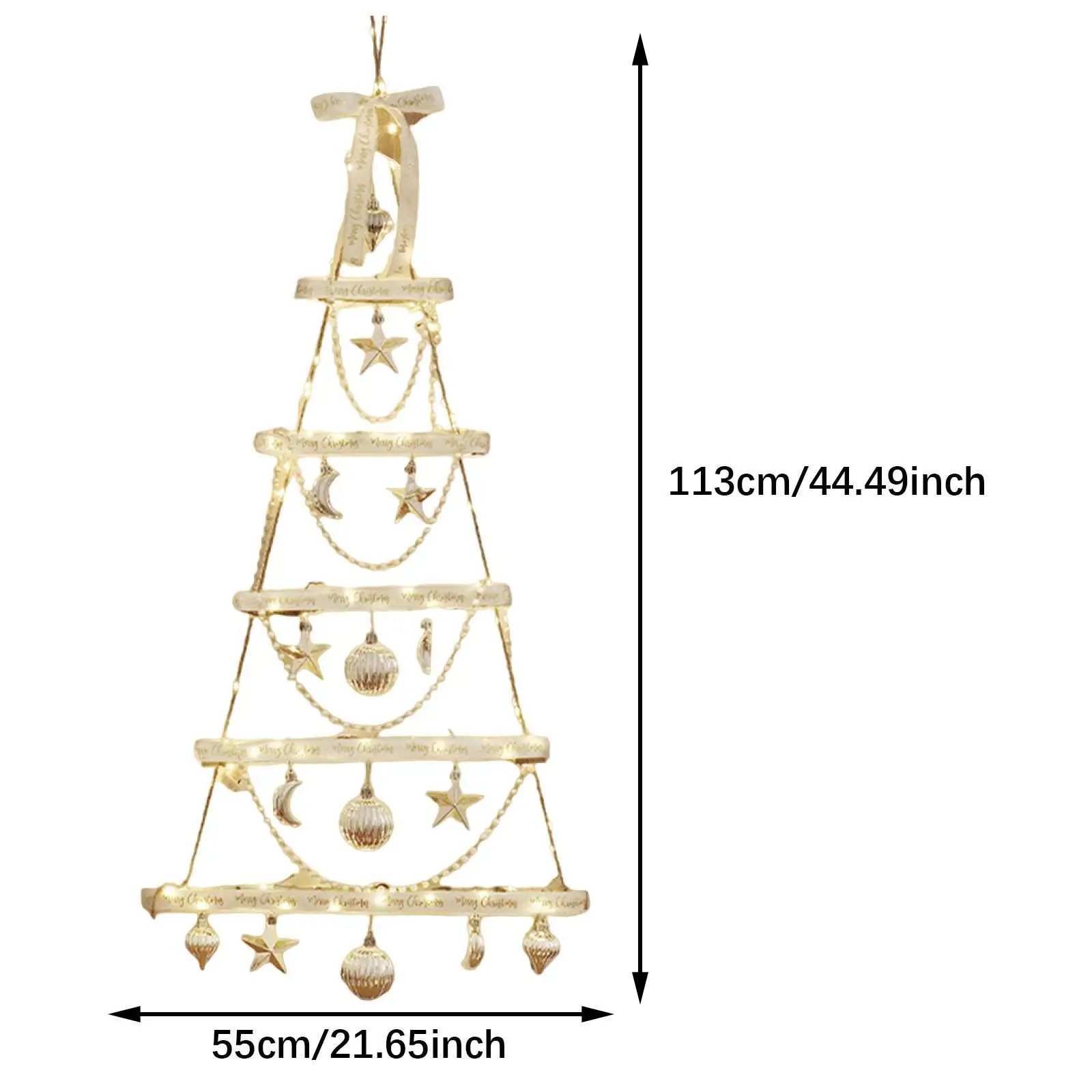 Arbre de Noël mural avec étoile Topper avec lumières, échelle de décoration en bois, festival, intérieur, vacances, extérieur, maison