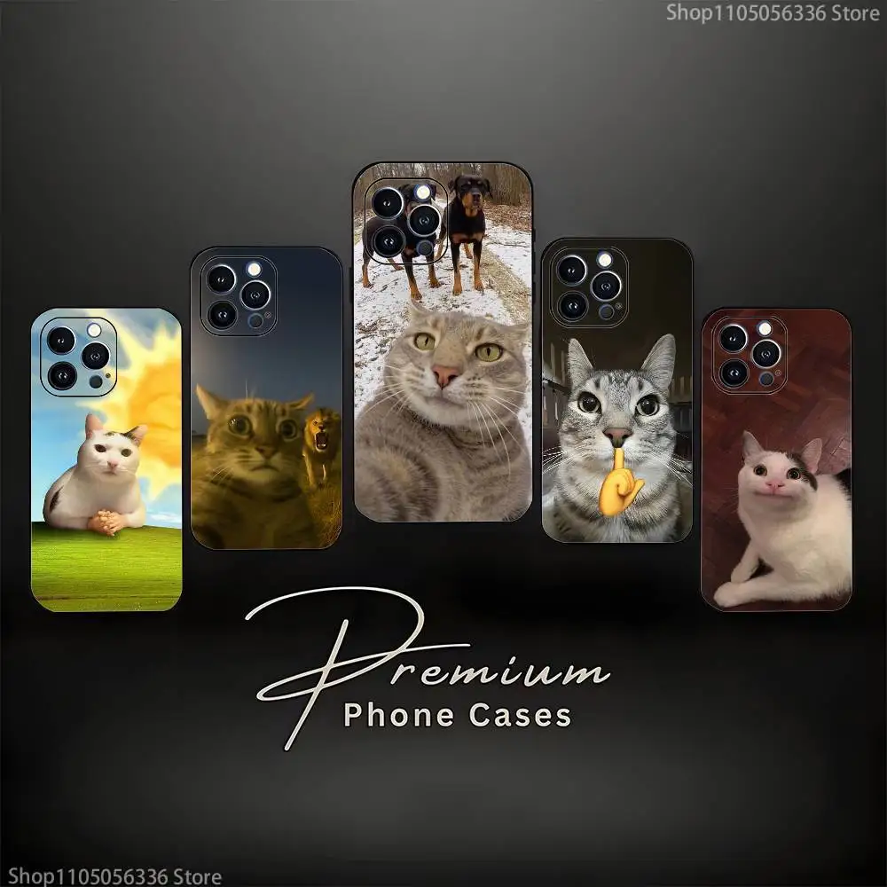 

Cute Funny Cat Meme Phone Case For iPhone 16,15,14,13,12,11 Plus,Pro Max,XS,X,XR,SE,Mini,8,7,Soft Silicone Black Cover