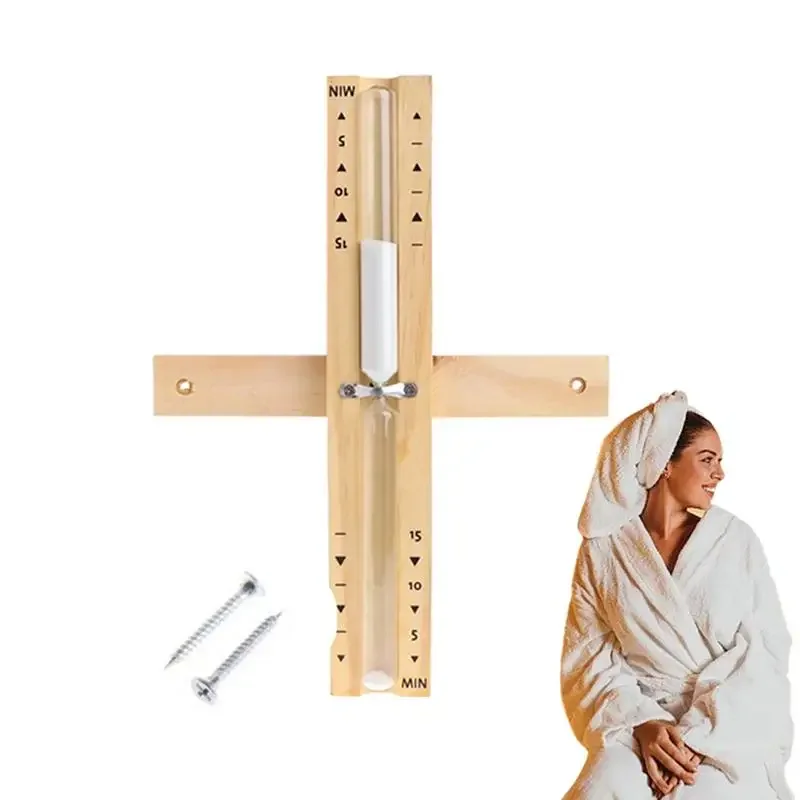 Wood Wall-mounted 15 Minutes Hourglass Timer Portable Rotating Accurate Scaled S-andglass Home Bathroom Bath Clock