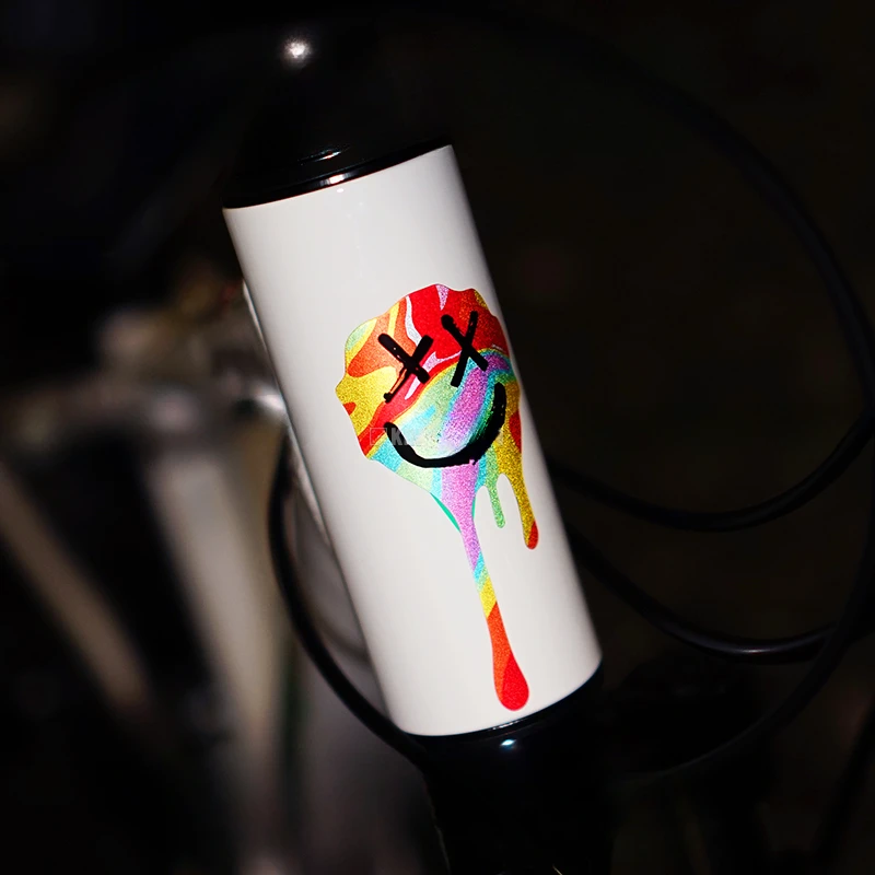 1PC Colorful Funny Face Fluids Motorcycle Stickers Waterproof Fairing Fuel Tank Helmet Bike Frame Top Tube Durable Vinyl Decals