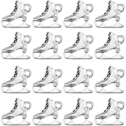 30Pcs Alloy 3D Ice Skate Charms Bulk Skating Charm Tibetan Vintage Antique Sports Shoes Skates Charms for Craft making kit