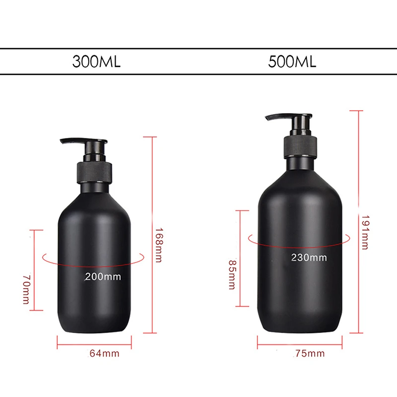 Matte Black 300/500ml Soap Bottle Liquid Soap Dispenser Refillable Empty Shampoo Conditioner Container for Bathroom Supplies