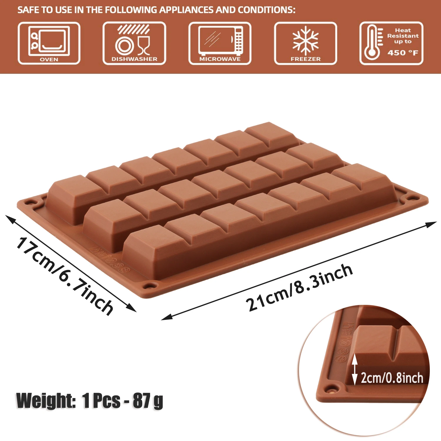 1個入りシリコン製ドバイブロックチョコレート型、深さ0.8イ - Kitchen Baking Molds のレビューと価格