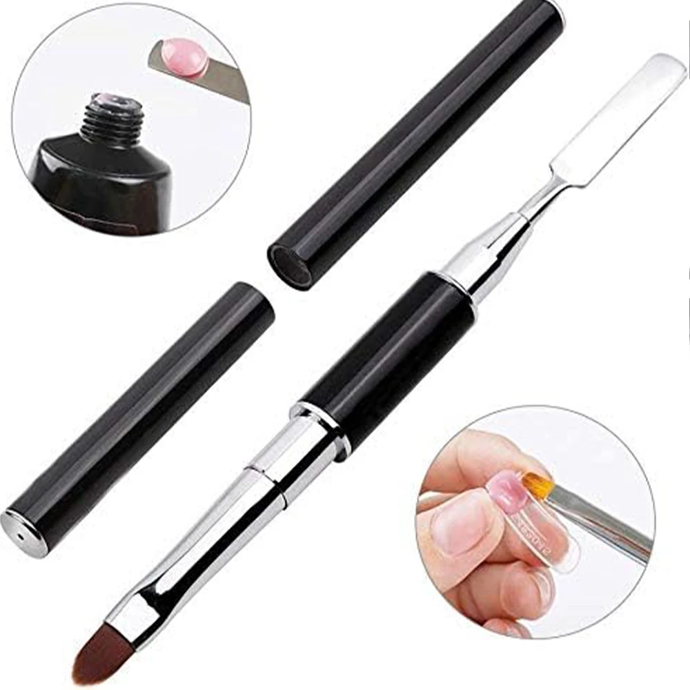 Nail Gel Brush & Picker 2 in 1 Design Spatula Tool for Acrylic Nails Extension Gel Manicure Brush Applicator Kit