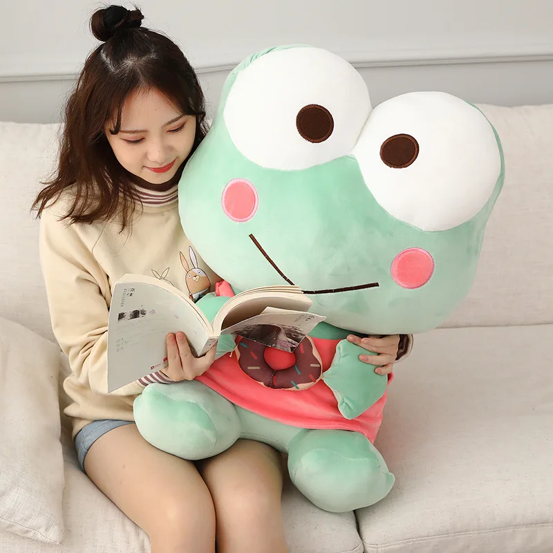 Sanrio Keroppi Plush Doll Toy Donut Cute Frog Doll Cute Little Fresh Pillow Children's Day Gift Doll Big Eye Frog Plush Toys