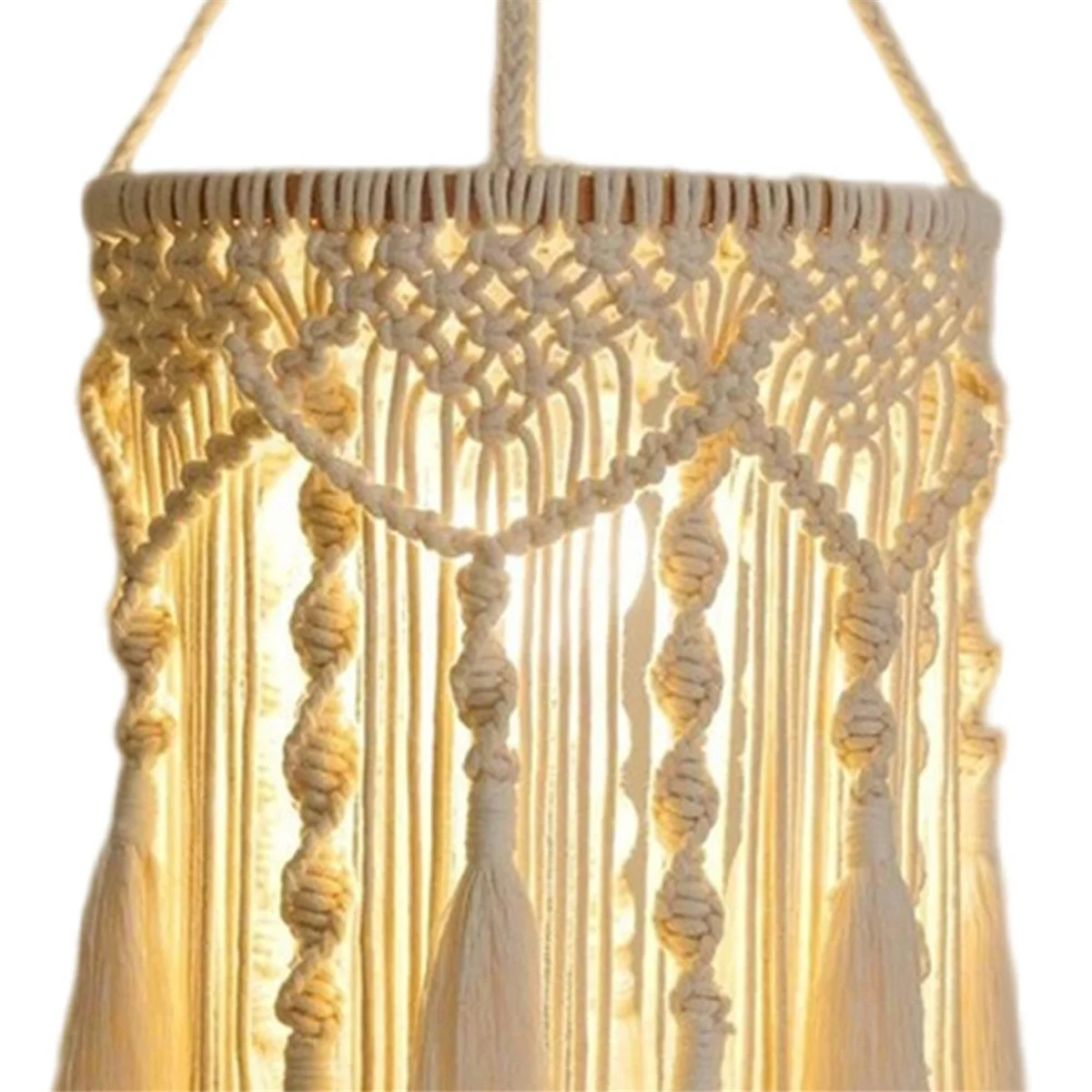 

X64A_Boho Lamp Shade,Boho Hanging Lamp Handmade Macrame Lamp Shade Plug in Pendant Light,Bohemian Hanging Lights