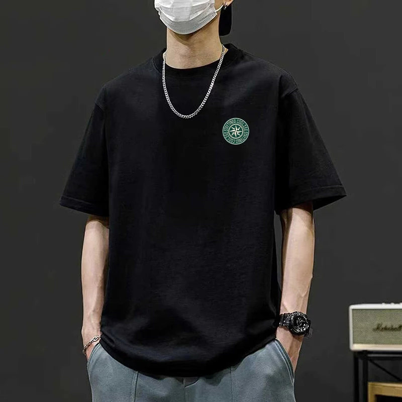 

2025 New American Trendy Brand Men's Pure Cotton Printed Short-sleeved T-shirt Outdoor Fashion Versatile Breathable Men's T