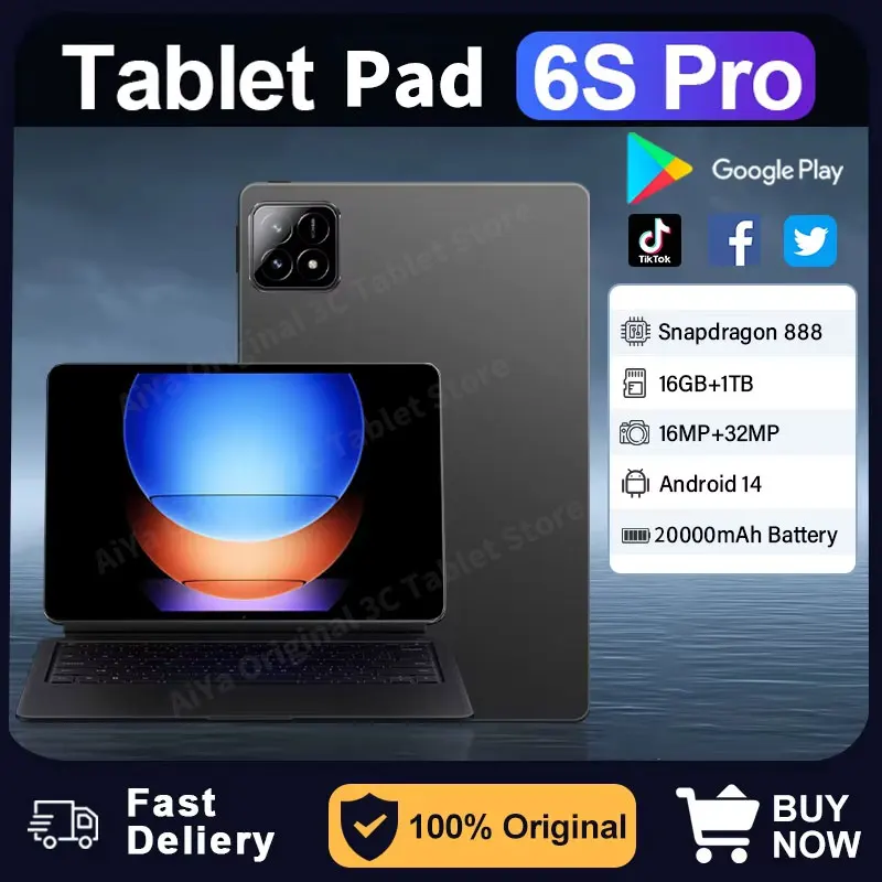 2024 Tablet PC Global Version Pad 6S Pro 11inch  HD 4K Android 14 16GB+1T 20000mAh GPS 5G Dual SIM Bluetooth WiFi Tablet