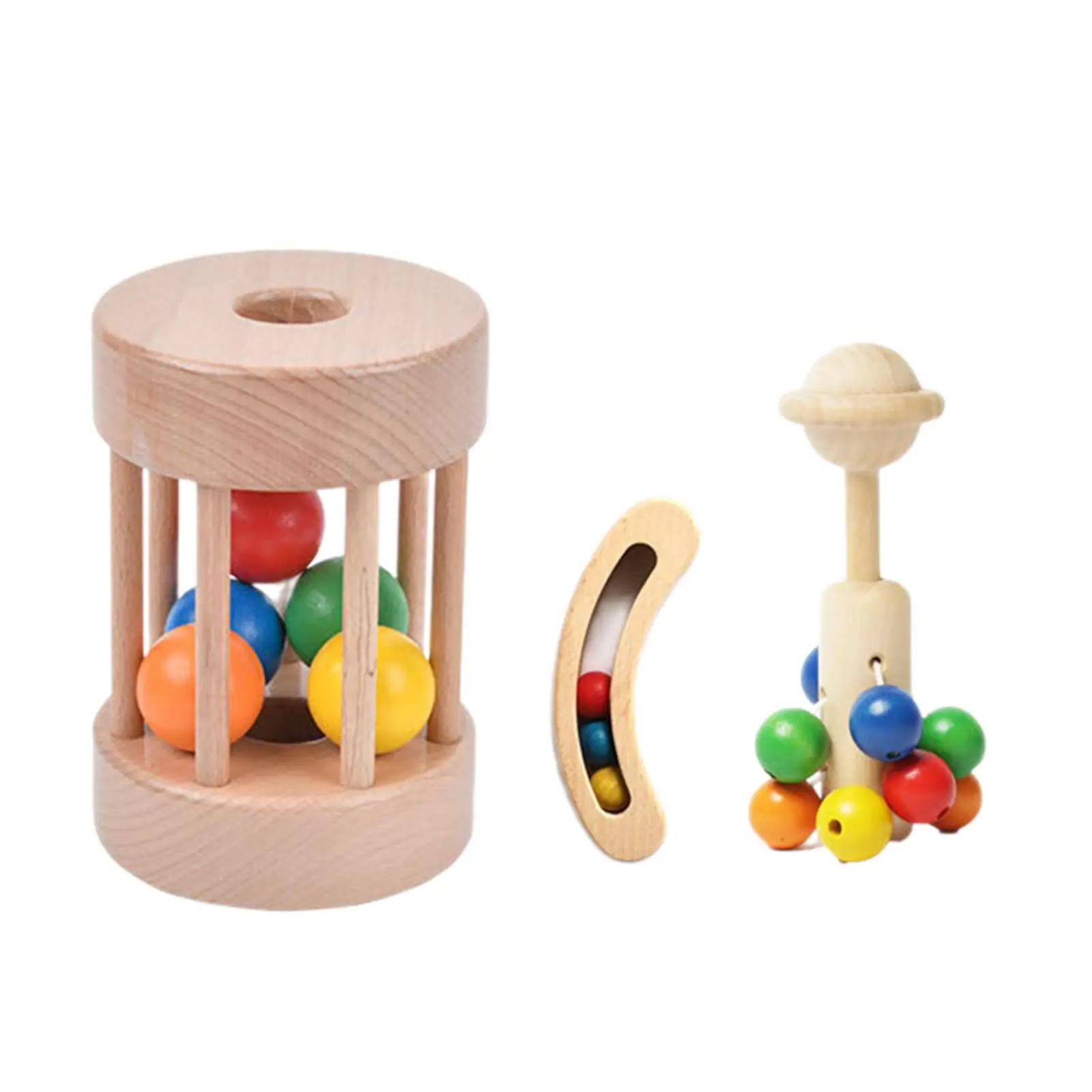 3Pcs Baby Hand Rattles Shaker Wooden Rattles Toy for Newborn Babies Infant