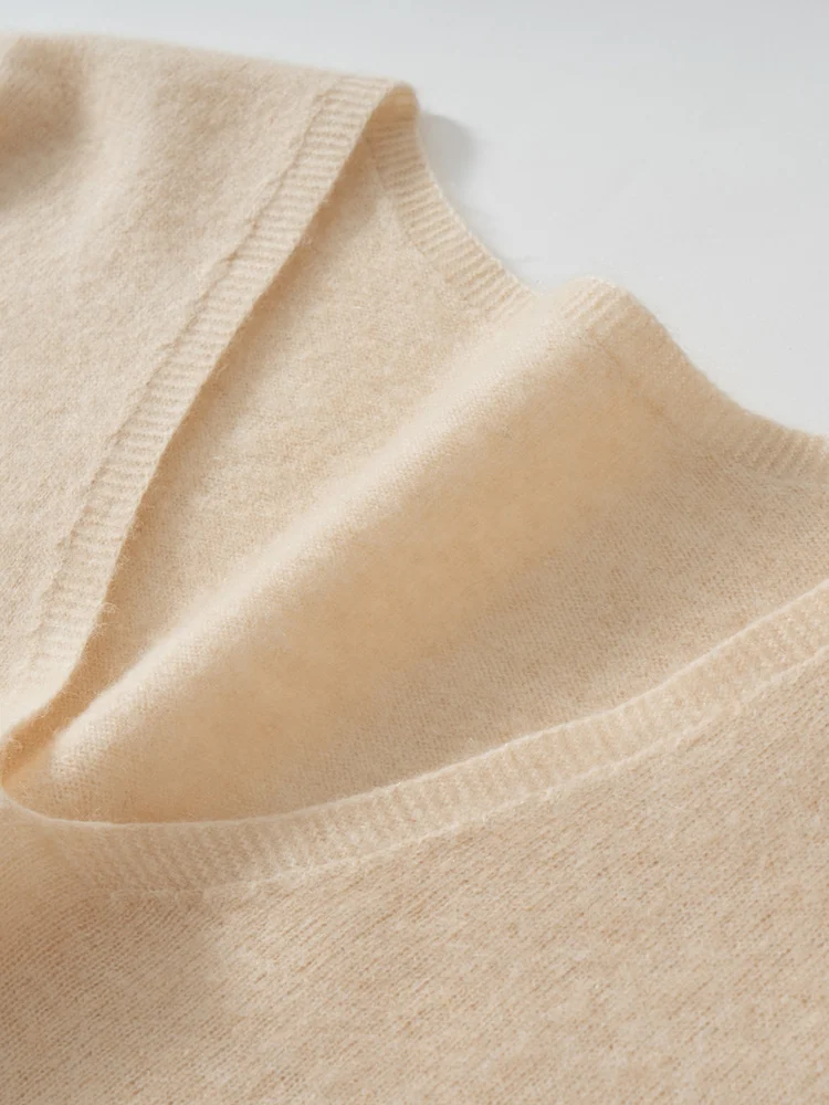 

Женский свитер TLOML из 100% кашемира на раннюю весну, с V-образным вырезом, базовый пуловер с длинным рукавом, мягкий, удобный, универсальный трикотажный топ