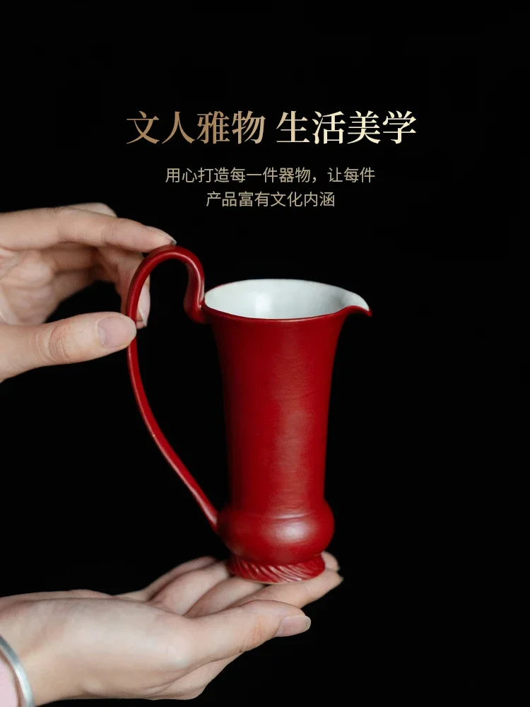 Handmade ceramic fair cup with handle retro tea dispenser