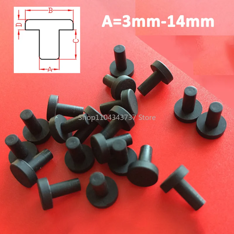 10pcs 3mm-14mm Black Silicone Rubber Hole Plugs Solid T Type High Temperature Seal Stopper Dustproof Plug Elastic Hole Plug