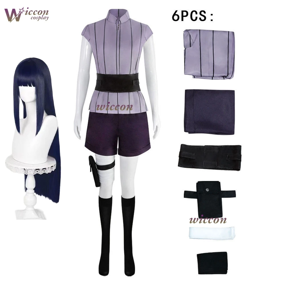WonkaCos Hyuga Hinata Cosplay Costume Wig Women Outfits Halloween Carnival Party Suit Purple Long Cute Wig view 2