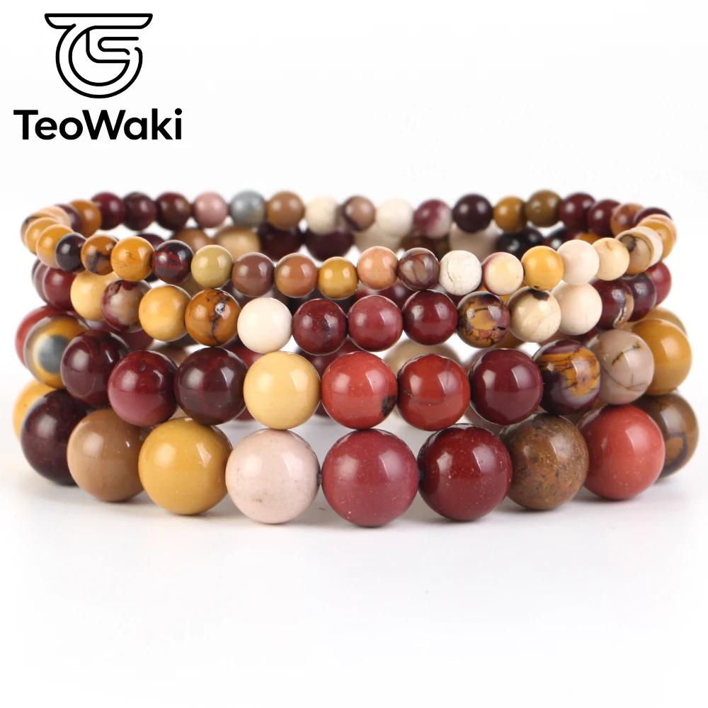 TeoWaki Multi-Size Natural Stone Bracelet Fixed Bead Choices Rich Color Palette Holiday Gift For Teenagers Friends Family 19cm