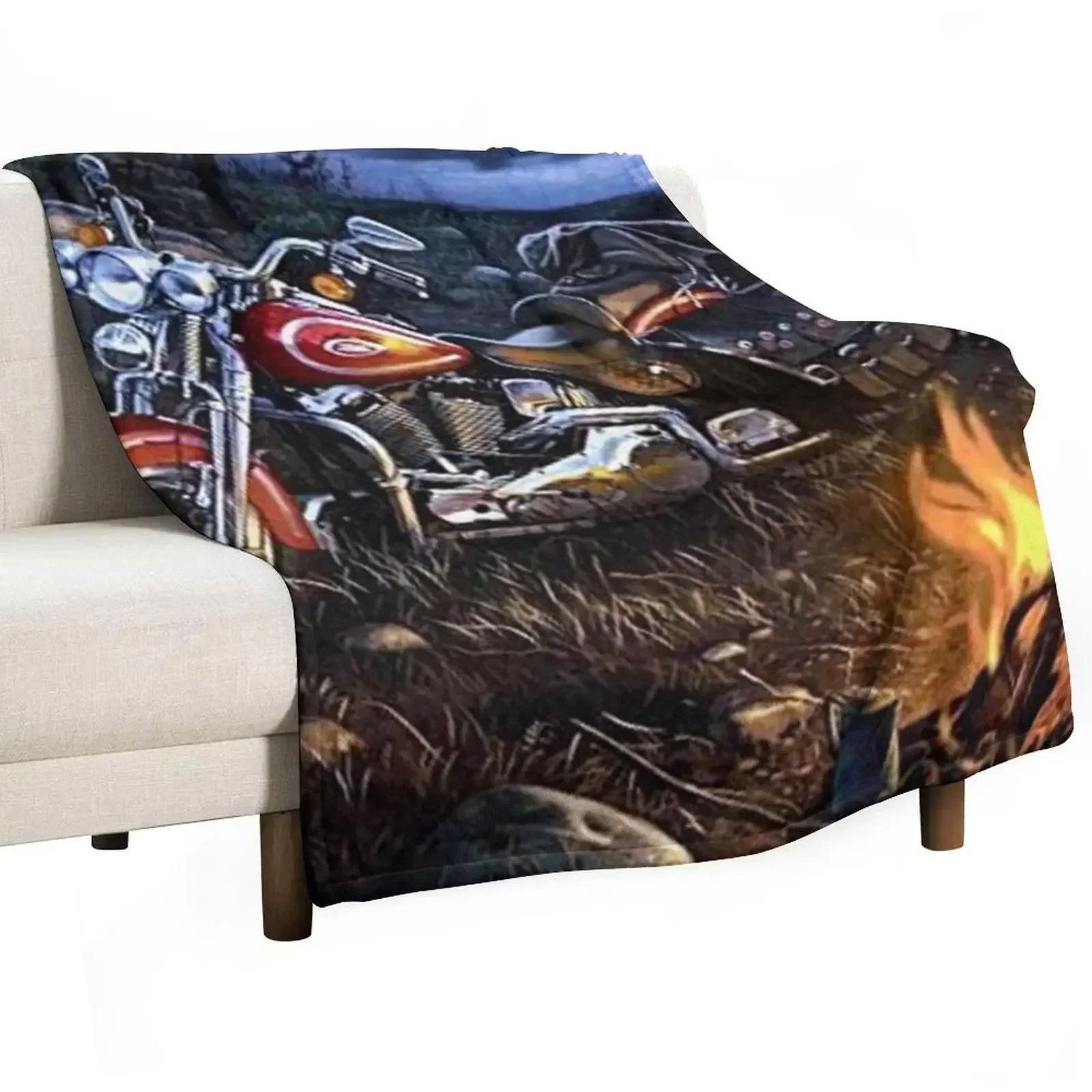 

Bike Campfire Throw Blanket Decorative Beds Beautifuls Blankets For Bed Soft Big Blankets