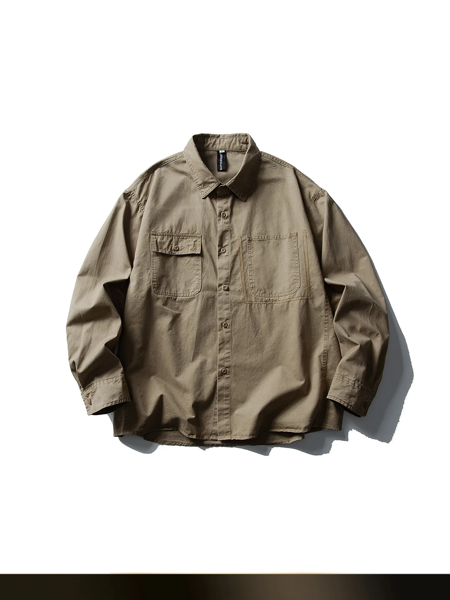 

Retro Japanese Style Men's Long Sleeve Shirt with Multiple Pockets Loose Fit Autumn Versatile Couple's Outerwear Cotton