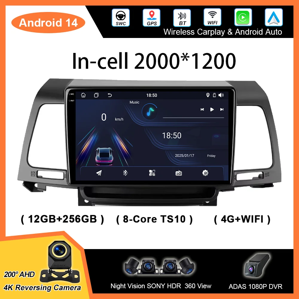 

Car DVD Android 14 Radio Stereo For Kia Opirus GH 2006 -2011 Auto Multimedia Video Player GPS Navigation WIFI QLED Screen 2Din