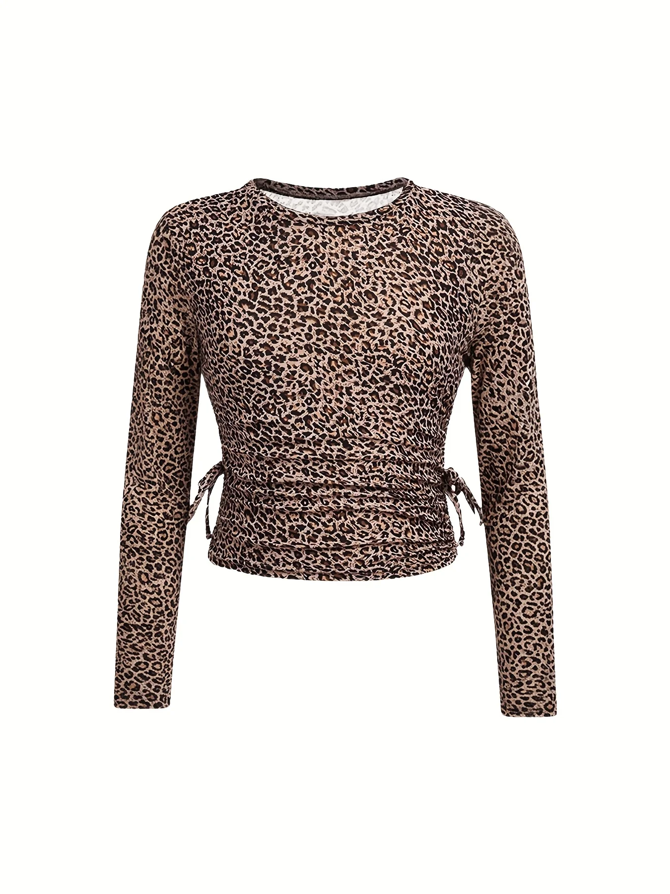 Mädchen-Herbst-Outfit-Set: Zufällig ausgewähltes Leopardenmuster-Strickoberteil + Plissierte Rundhals- und Schlaghose, Zweiteiliges Set, geeignet für Kinder über 5 Jahre, vielseitige Kleidung für Zuhause und Ausflüge. – Detail 5
