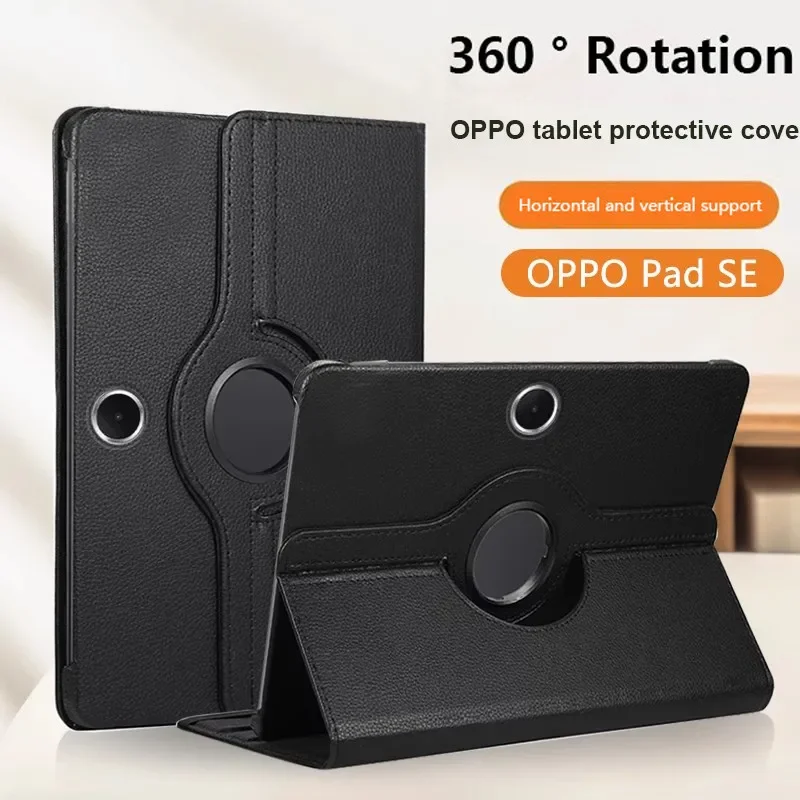 

360° Rotating Lychee Pattern Leather Case for OPPO Realme Pad SE 11 2025 OPD2417 Air 10.36 Pad 2 3 OnePlus Pad 11.61" Full Cover