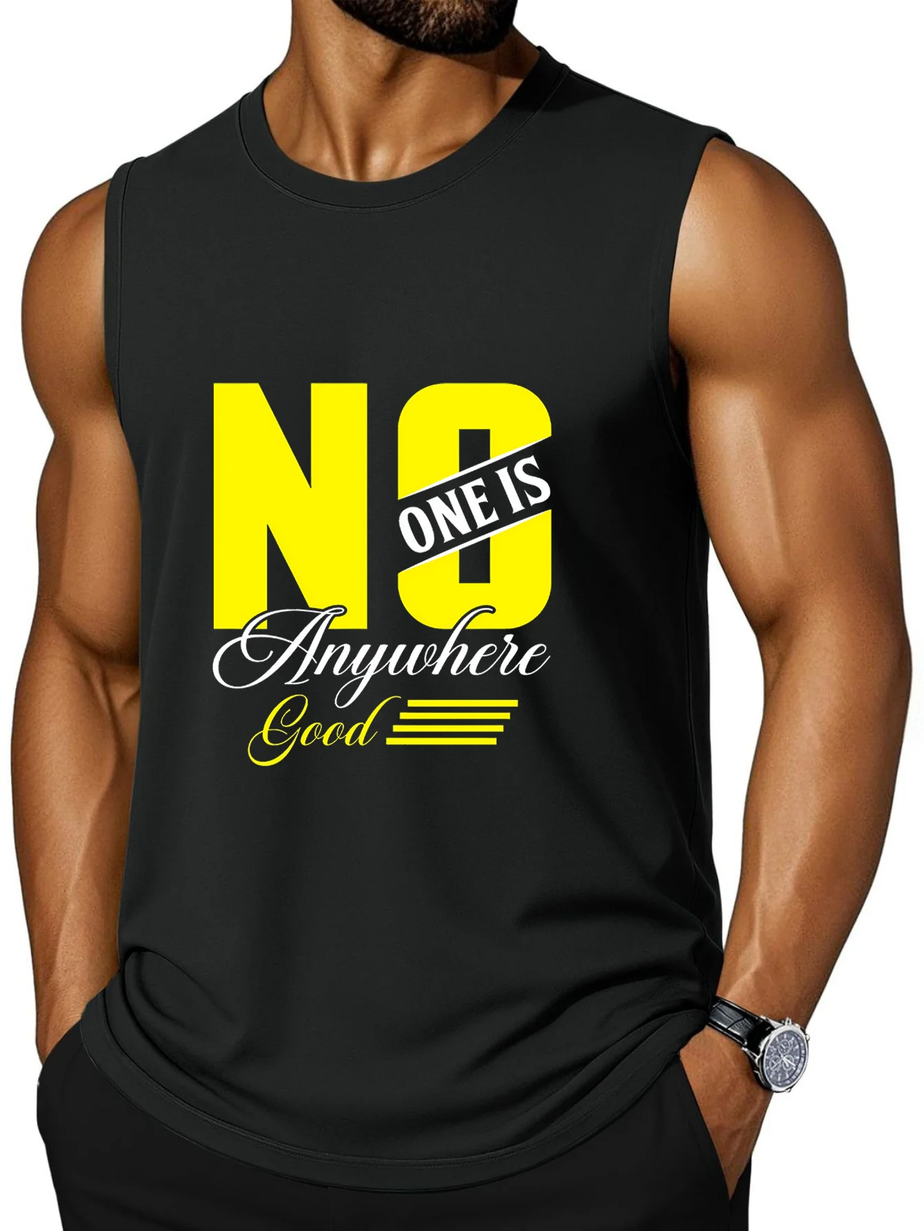 CLOOCL No One Is Anywhere Good Printed Vest Fashion Sports Vests Summer Men's Sleeveless T-Shirt Casual Top