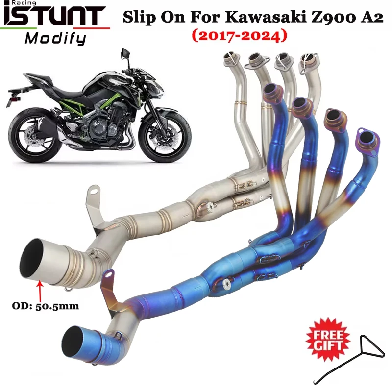 

Motorcycle Exhaust Escape Systems For Kawasaki Ninja Z900 A2 2017 - 2024 Slip On Header Front Link Pipe Connection 51mm Muffler