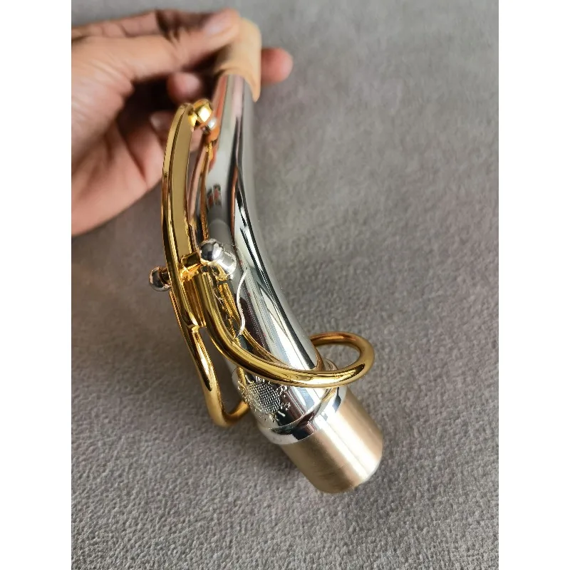 

Посеребренный саксофон с изогнутой шеей вниз E, саксофон среднего радиуса действия с изогнутой шеей, хорошее качество звука