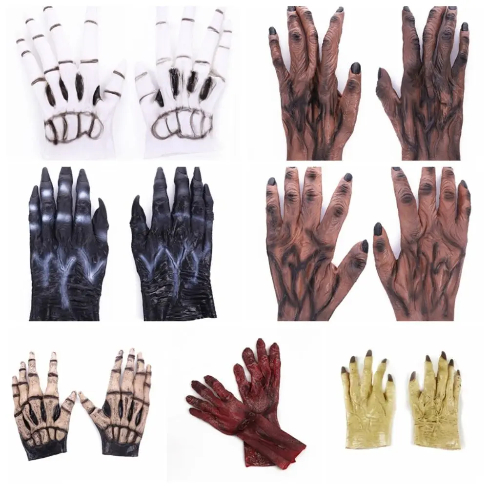 Streich Simulierte Halloween Cosplay Handschuhe Plüsch Wasserdichte Werwolf Vinyl Handschuhe Blutige Werwolf Make-Up Party Requisiten Männer