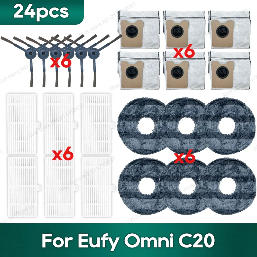 Compatibel voor Eufy Omni C20 Accessoires Stofzak Hepa Filter Roller Zijborstel Mop Doek Reserveonderdelen