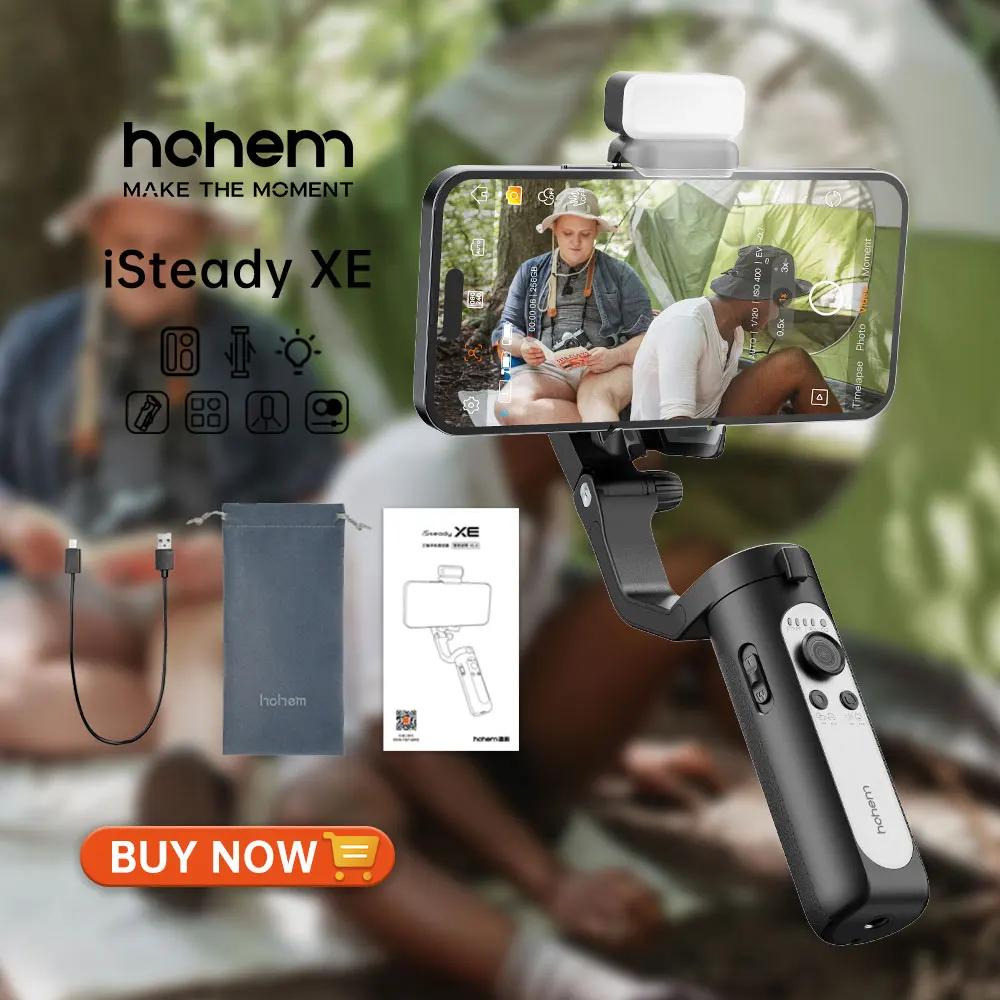 Hohem iSteady XE Kit Smartphone Gimbal 3-Axis Handheld Stabilizer Phone Selfie Stick Tripod with Magnetic Fill Light Video Shoot