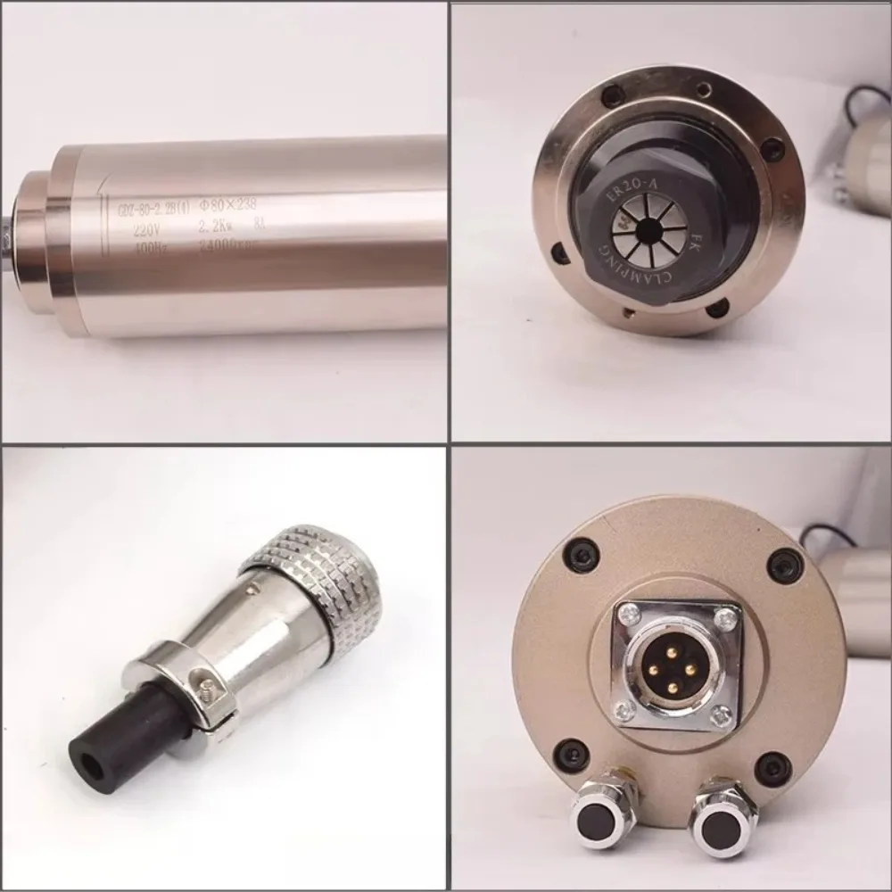Er20 80 mm Diameter Water Cooled Spindle Kit 220v 2.2 kw Spindle Vfd Water Cooled Spindle Engraving Machine Parts Accessories