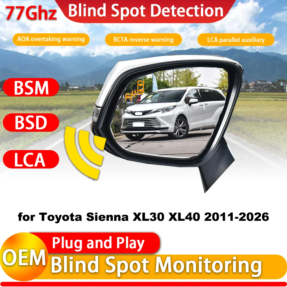 for Toyota Sienna XL30 XL40 2011-2026 OEM Blind Spot Monitor Detection Rear Cross Traffic Alert BSM RCTA System 77Ghz Wave Radar