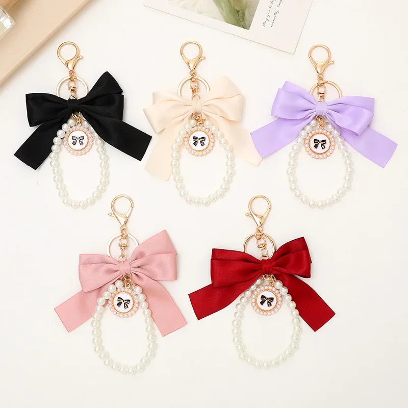 

Ins New Small Fragrant Style Pearl Bow Phone Chain Keychain Pendant Bag Hanging Accessories Wrist Style Mobile Phone Lanyard