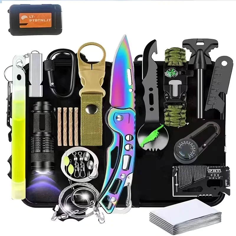 Hunting Outdoor Day - ชุดอุปกรณ์เอาตัวรอด 28-in-1 ชุดเครื่องมือทางยุทธวิธี สำหรับกิจกรรมกลางแจ้ง ตั้งแคมป์ ล่าสัตว์