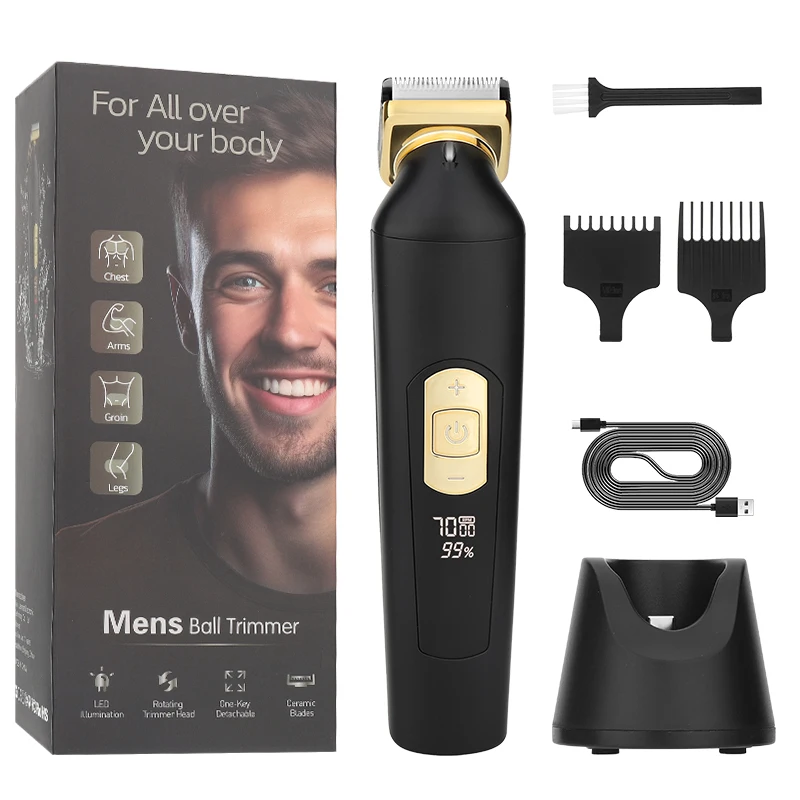 Groin Trimmer for Men Ceramic Blades - Sharp & Gentle, Ball Shaver Men IPX7 Waterproof, Body Trimmer Men Pubic Hair Trimmer