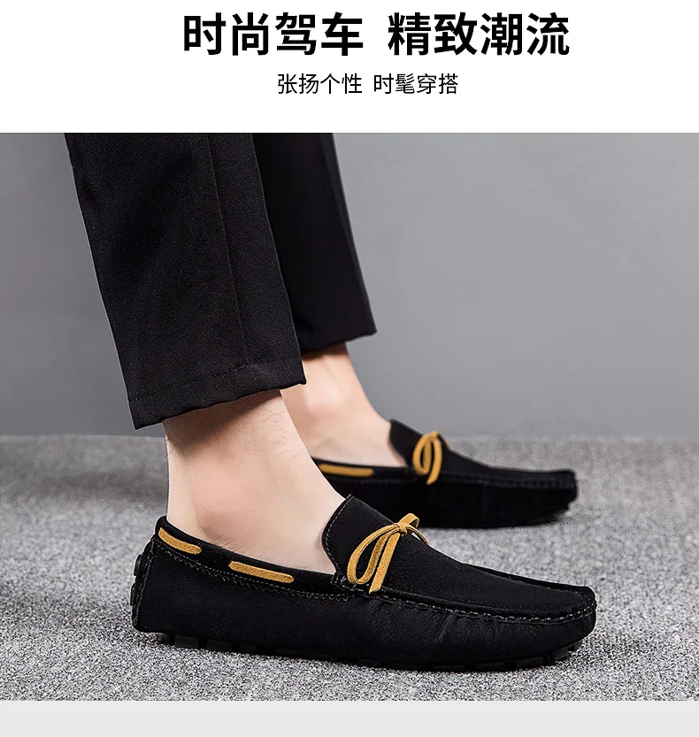 Handgefertigte Loafer in Übergröße für Paare, trendige, lässige Slipper im britischen Stil, Fahrschuhe, extra breit, Schuhe aus Wildleder. – Detail 8