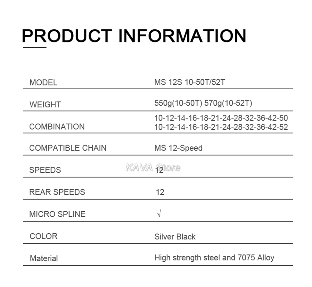 SUNSHINE 12 Gang MS Kassette 10-50T/52T MTB Micro Spline K7 12V Shimano M6100 118 Glieder Kette für M8100 M9000 M9100 Kettenrad – Detail 3