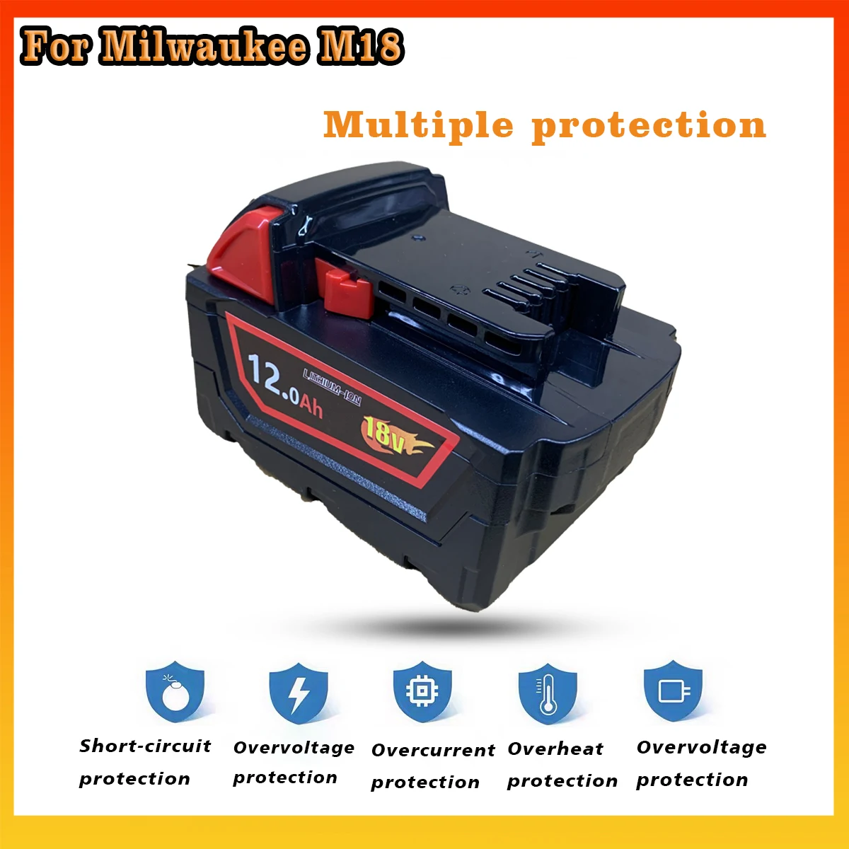 for Milwaukee M18 18V Stable Output Power Tool Battery Compatible with Full M18 Series Power Tools Strong Endurance Improves Wor