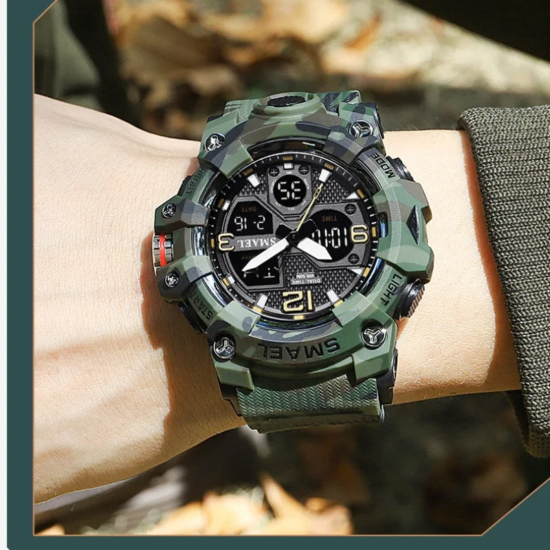 2025 جديد ساعات رجالية 50 متر مقاوم للماء ساعة رياضية رجل عسكري ساعة رياضية رقمية مزدوجة العرض ساعة إلكترونية ساعة كوارتز
