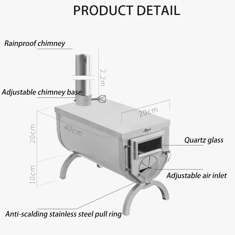 Multipurpose Camping Heating Stove, Premium 304 Stainless Folding Wood Buner, Outdoor Tent Tool