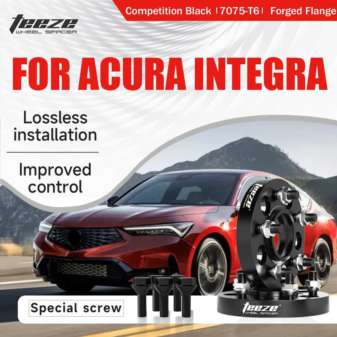 

Teeze 2/4pcs 5x114.3 64.1 M12x1.5 Hub Centric Black Forged wheel spacer For 2023-2026 Acura Integra Flange Plate15/20/25/30/35mm
