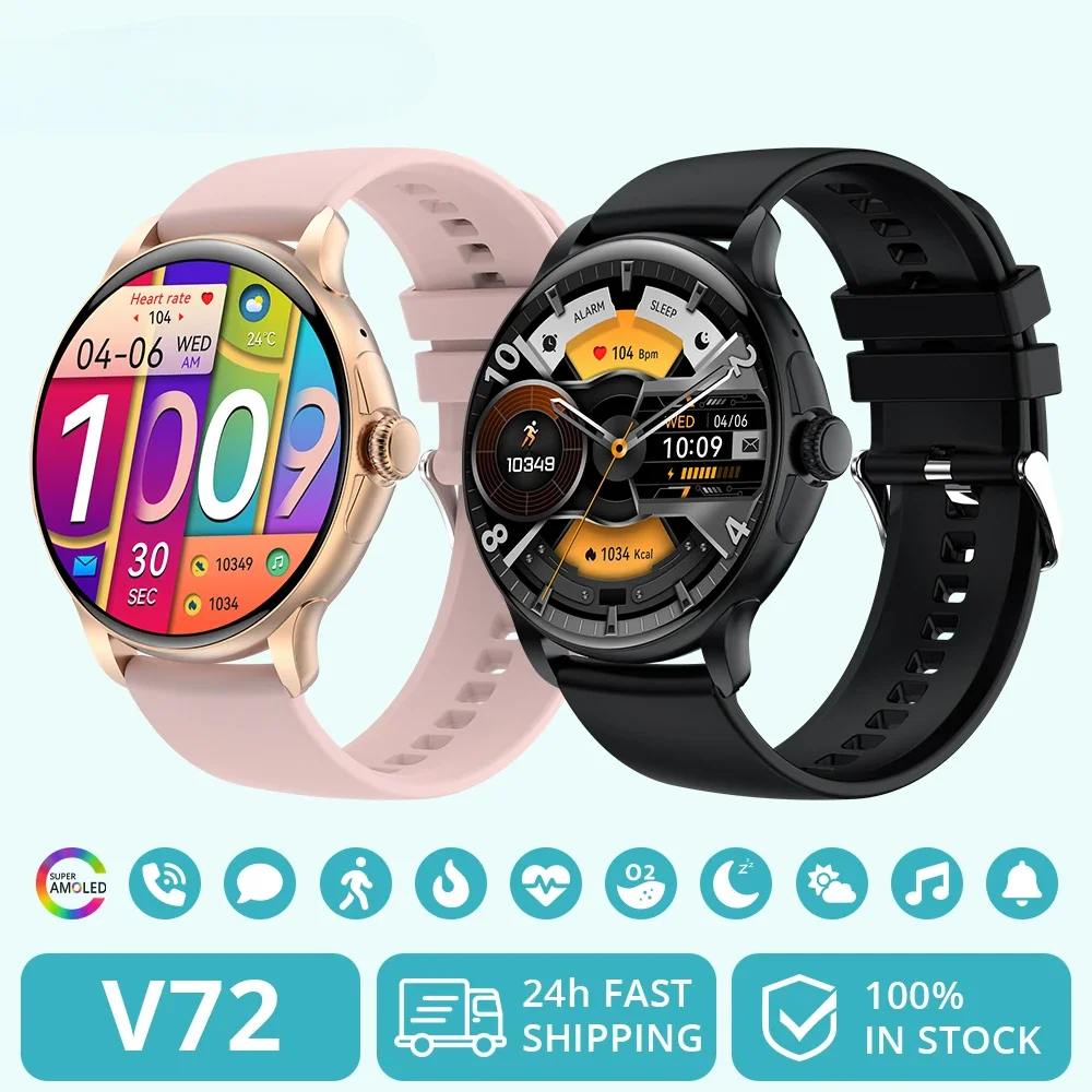 

2025 New V72 Men's Smartwatch 1.43'' AMOLED Display, 100 Sports Modes, Bluetooth Call, Health Monitoring with 7-Day Battery Life