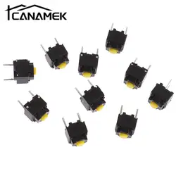 10pcs Mute Button 6*6*7.3mm Silent Switch Wireless Mouse Wired Mouse Button Micro Switch Yellow Push Button Switch