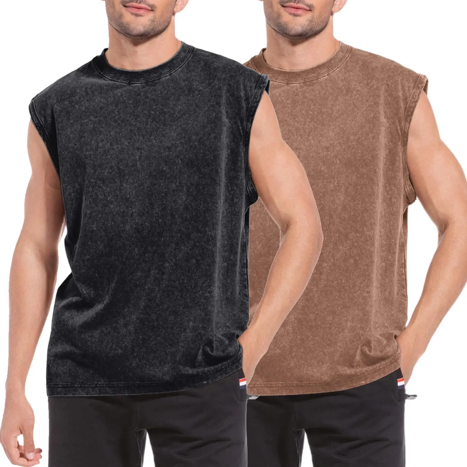Retro Washed Old Sleeveless Vest Men's Pure Cotton Vest Summer Loose Casual Top