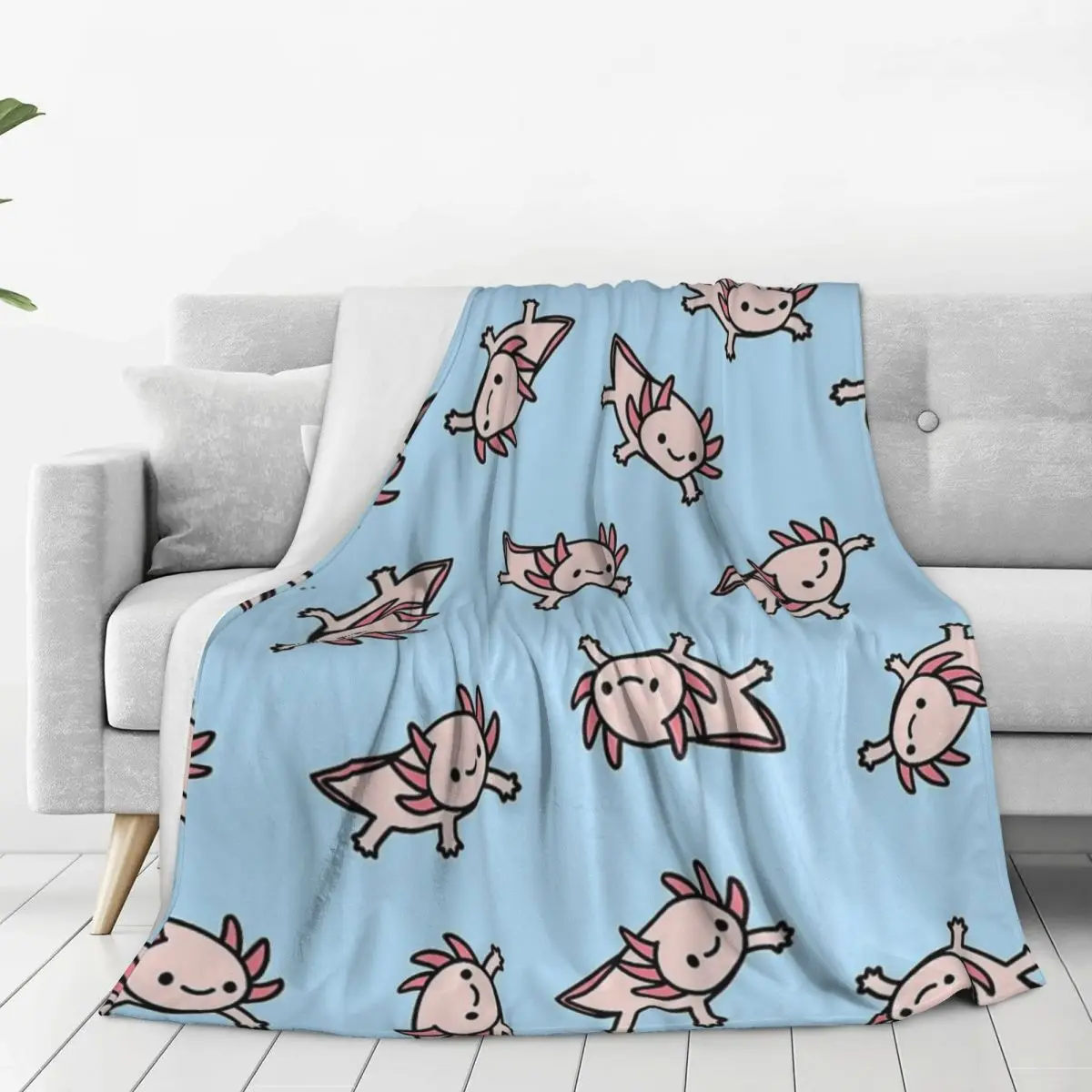 

Axolotl Sea Animal Blankets Fleece Sofa Throw Blanket Warm Throw Blankets for Couch Bedding Travel Throws Bedspread Quilt